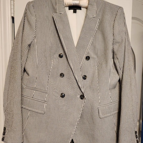 Banana Republic gray and cream women's double-breasted blazer size 12 - Picture 2 of 14